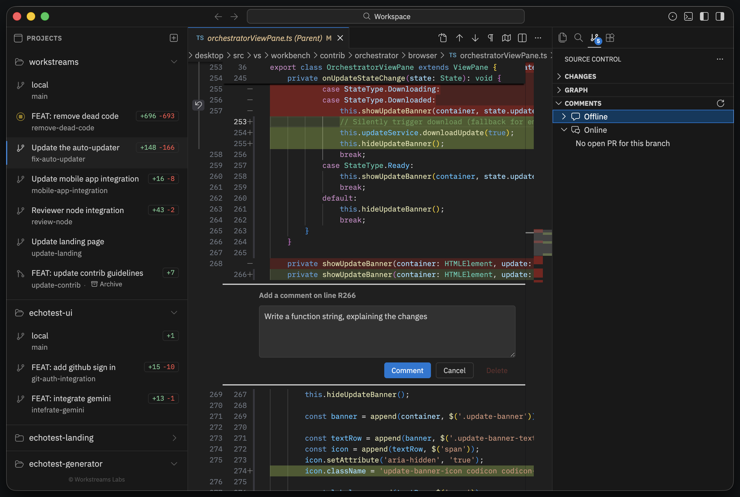 Inline review comments